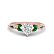 Heart+Shaped+Twisted+Vine+Luxury+Lab+Diamond+Bridal+Ring+Set+With+Emerald+In+18K+Rose+Gold-FDENR3211C-4